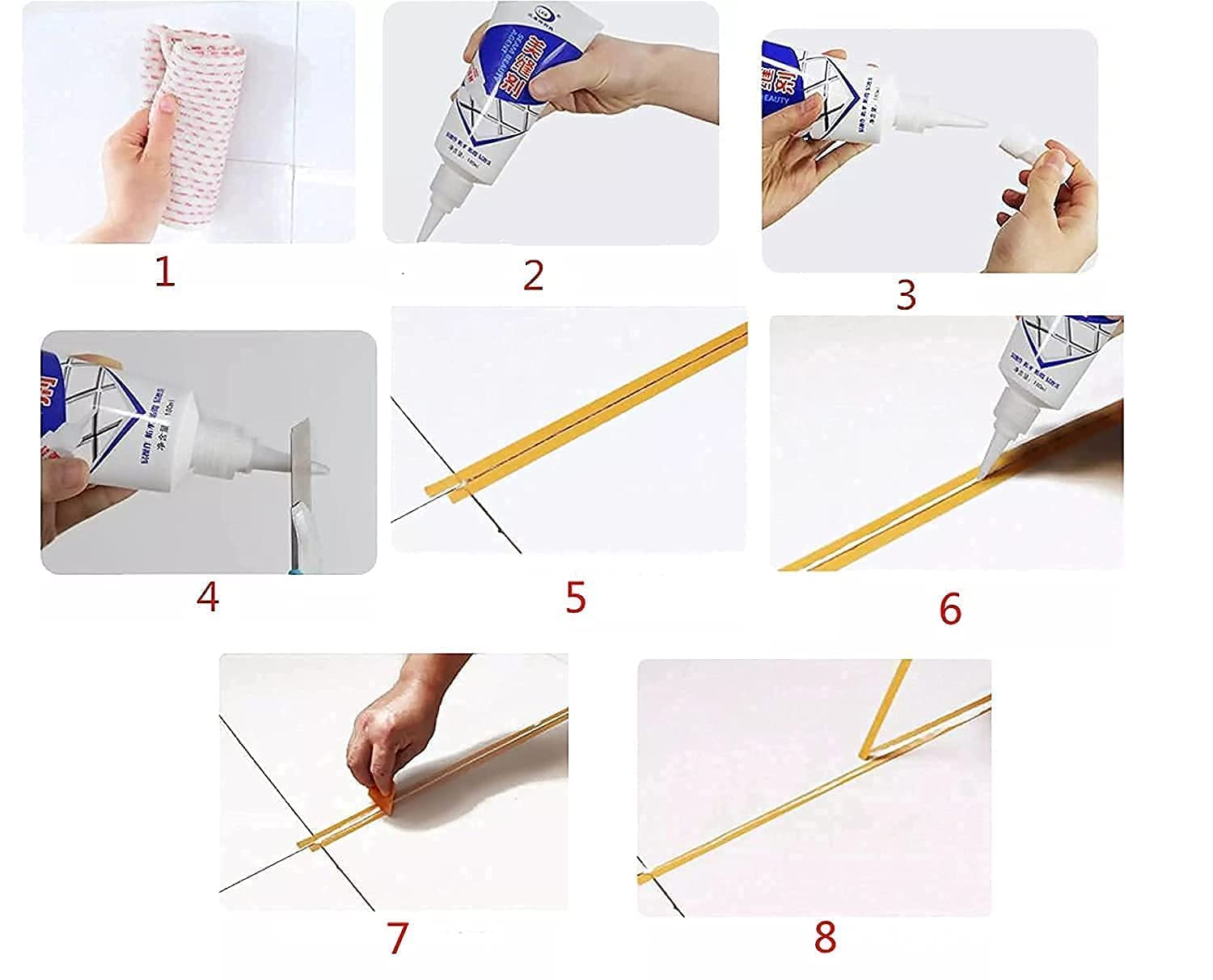 Waterproof Tile Gap Crack Filler Tube Paste, Filling Tile Space, Refresh & Paint Kit for Bathroom Shower Floor Tile Sealer for Ceramic Resin Metal Glass Home, Office, Toilets (Tiles glue) - Image 3