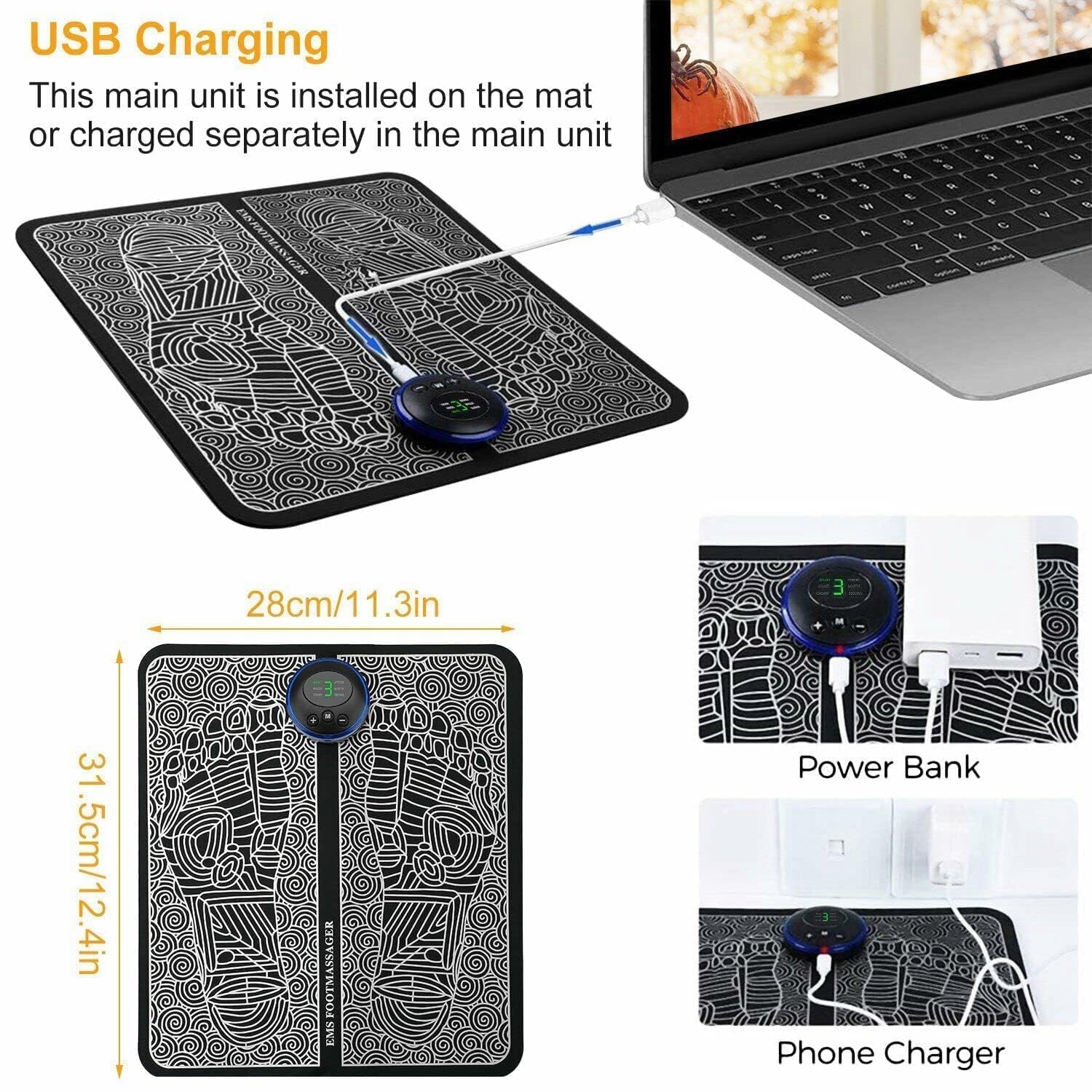 Electric EMS Massage Mat -8 Mode/16 Vibration Automatic Wireless Folding Massager for Foot, Legs, Hand Muscle Stimulator Therapy Mat for Men and Women - Image 2