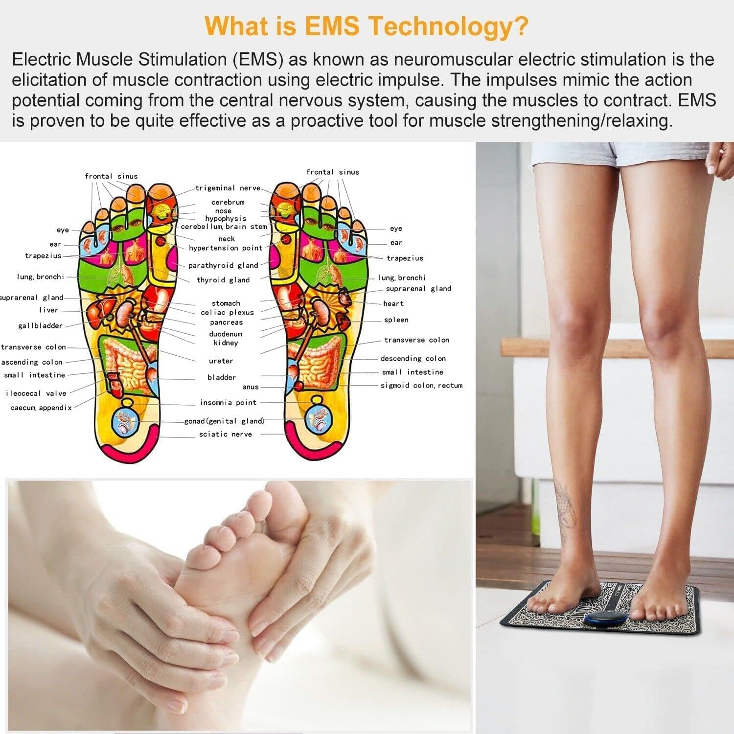 Electric EMS Massage Mat -8 Mode/16 Vibration Automatic Wireless Folding Massager for Foot, Legs, Hand Muscle Stimulator Therapy Mat for Men and Women - Image 6